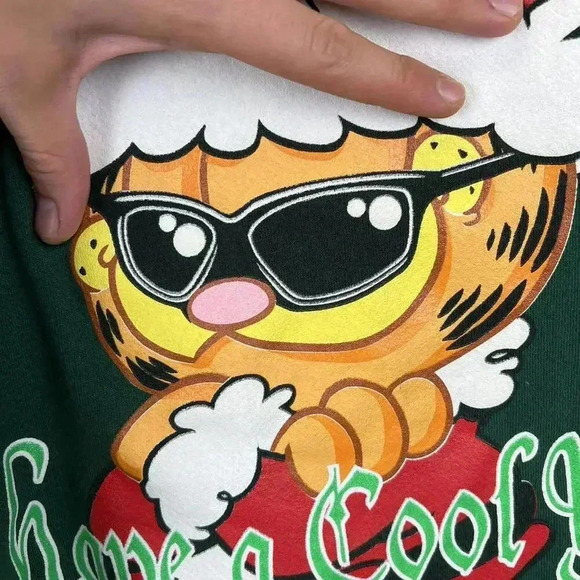 Garfield 'Have a Cool Yule!' Holiday Sweatshirt 90s - Picture 5 of 7